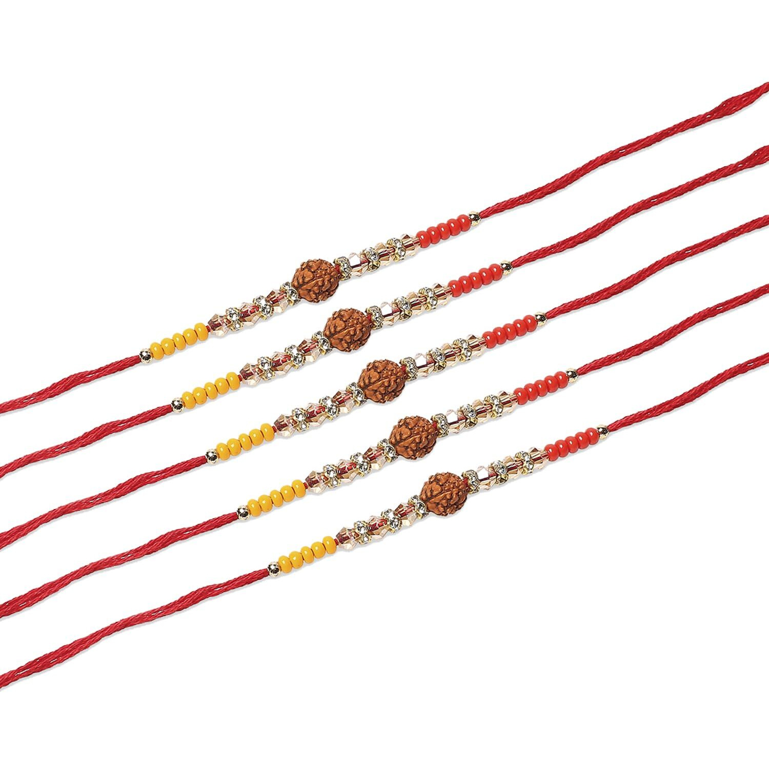 Young & Forever Gift Combo Of Rakhi Set For Men Rakhi For Brother Rakhi Set Rakhi Combo Bhaiya Rakhi Combo Rakhi Set Of 5 Rudraksha Sandalwood Ad Crystal Rakhi