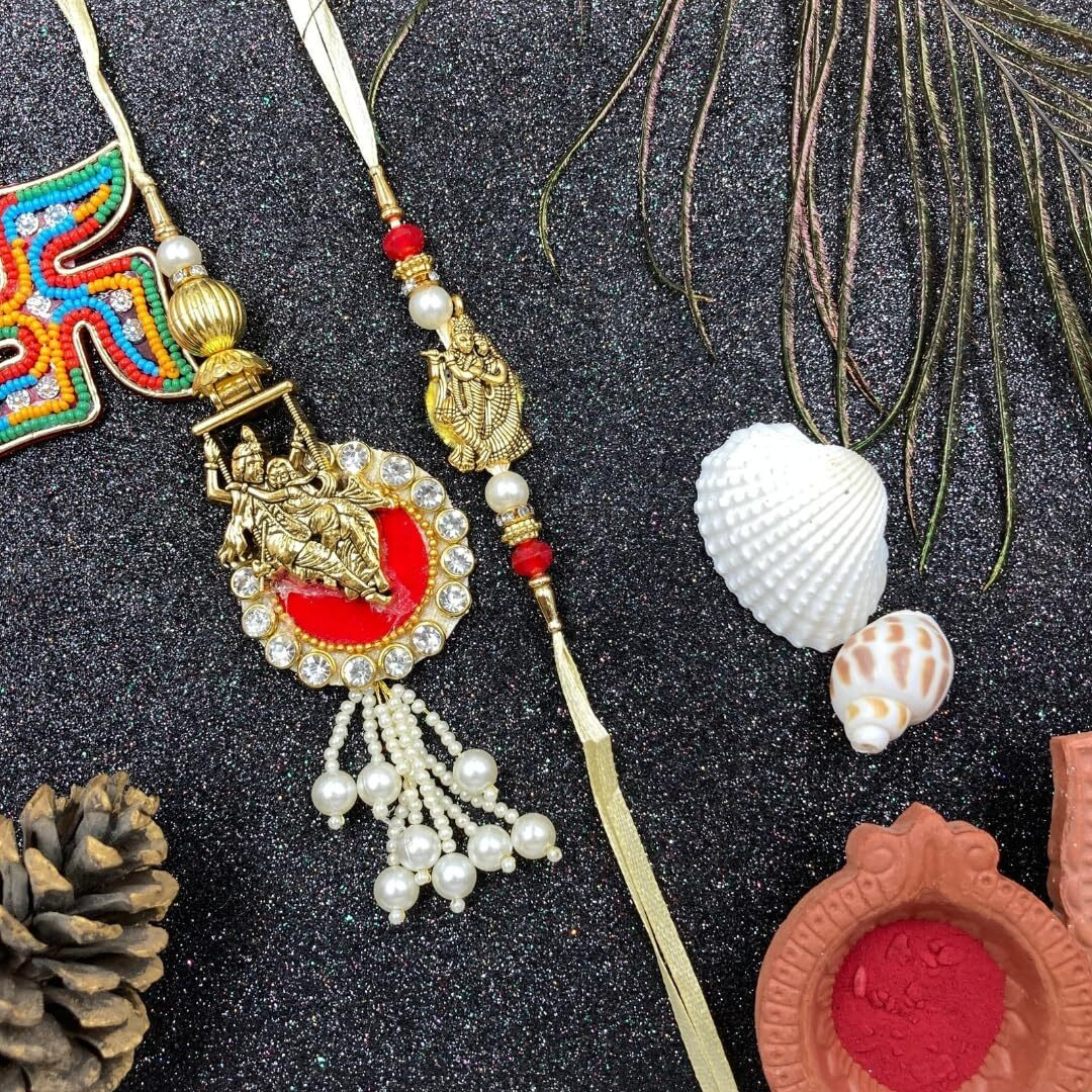 Zaipoor Elegant Rakhi For Bhaiya And Bhabhi Ll Siblings|On This Raksha Bandhan Celebration Ii Rakhi Combo Set Of Roli Chawal, Fridge Magnet, Greeting Card & Mug