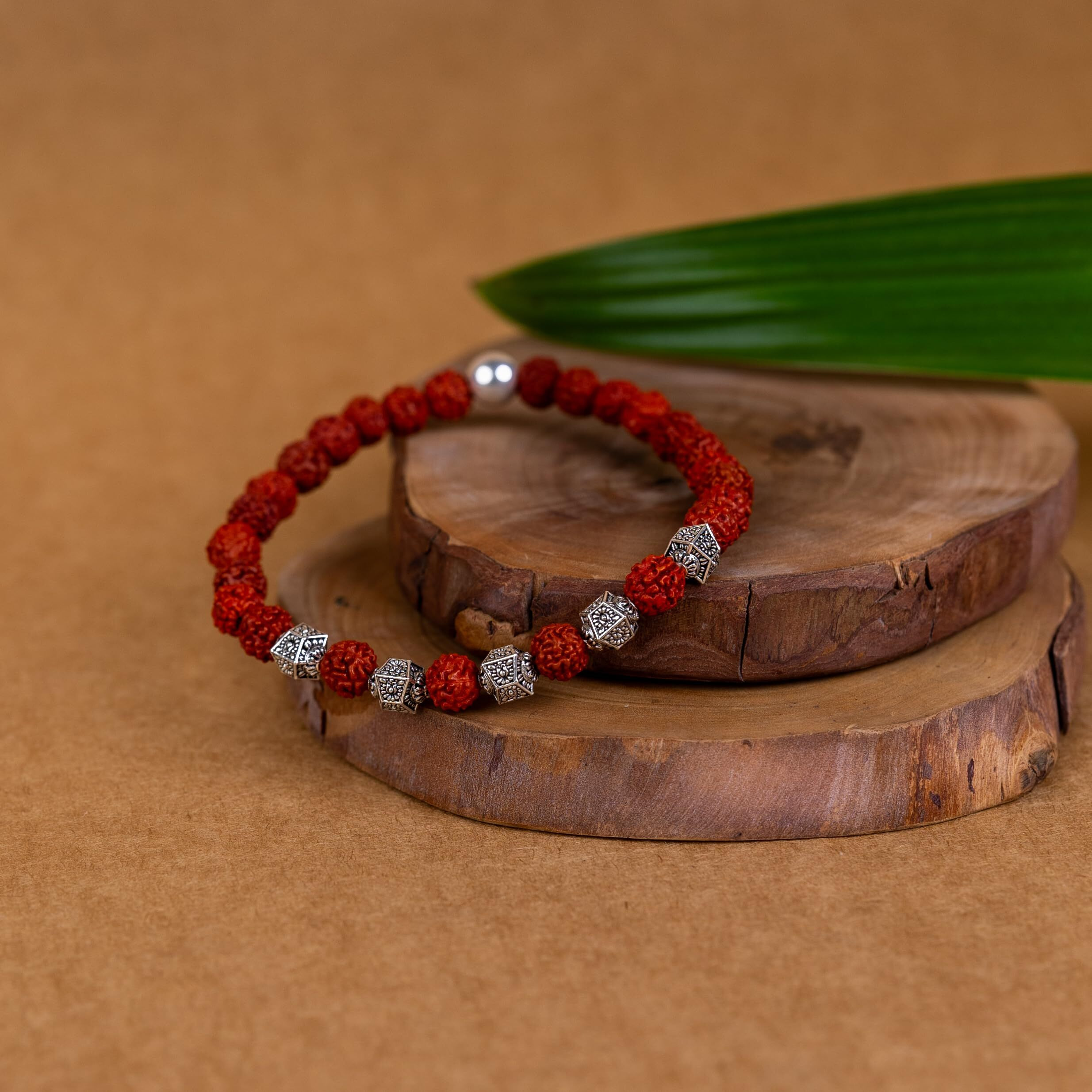 Hem Jewels 925 Pure Silver Rudraksha Rakhi For Brother | Strechable Silver Bracelet For Boys And Men | Silver Bracelet Rakhi | Original Rudraksha | Design Dreamweaver (Hjrkh-Eb4)