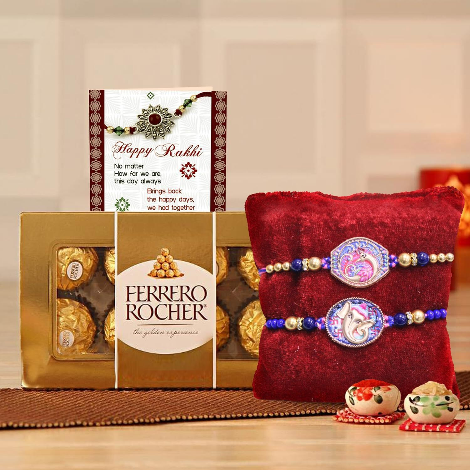 Tied Ribbons Rakhi Gift For Brother With Chocolate Hamper - Set Of 2 Premium Rakhi For Bhaiya Bhabhi Kids Brother Boys Men With Chocolate Box Card & Roli Chawal