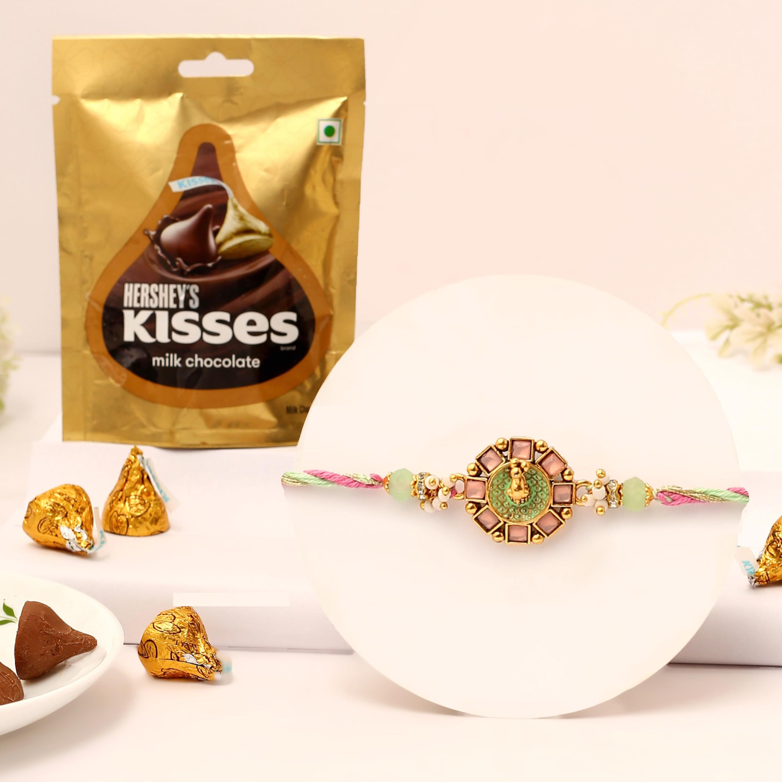 The Purple Tree Raksha Bandhan Gift Combo With Rakhi And Premium Milk Chocolates | Designer 3D Peacock Rakhi For Brother With Chocolate, Roli Chawal And Card | Rakshabandhan Gift Hamper For Bhai