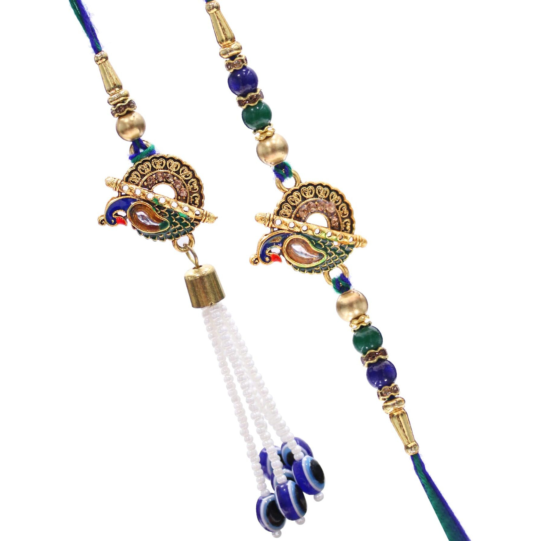 Tied Ribbons Rakhi For Brother With Chocolate Gift - Designer Peacock Rakhi With Hershey's Kisses Chocolate Pack And Rakshabandhan Card Tikka - Bracelet Rakhi For Brother Bhaiya Bhabhi Boys Kids Men