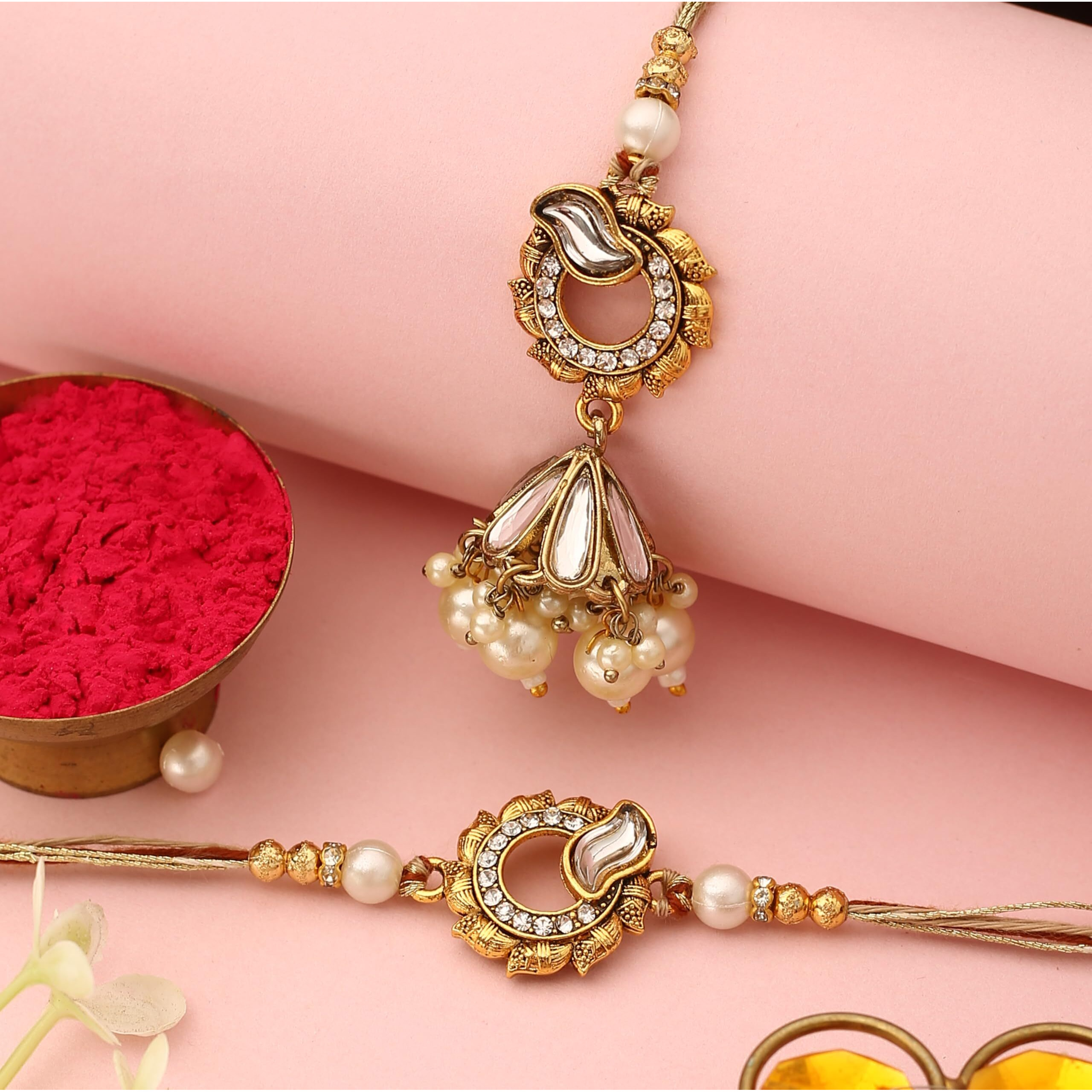 The Purple Tree Raksha Bandhan Gift Combo With Rakhi And Premium Milk Chocolates | 2 Pc Bhaiya Bhabhi Rakhis With Chocolate, Roli Chawal And Card | Rakshabandhan Gift Hamper For Bhai