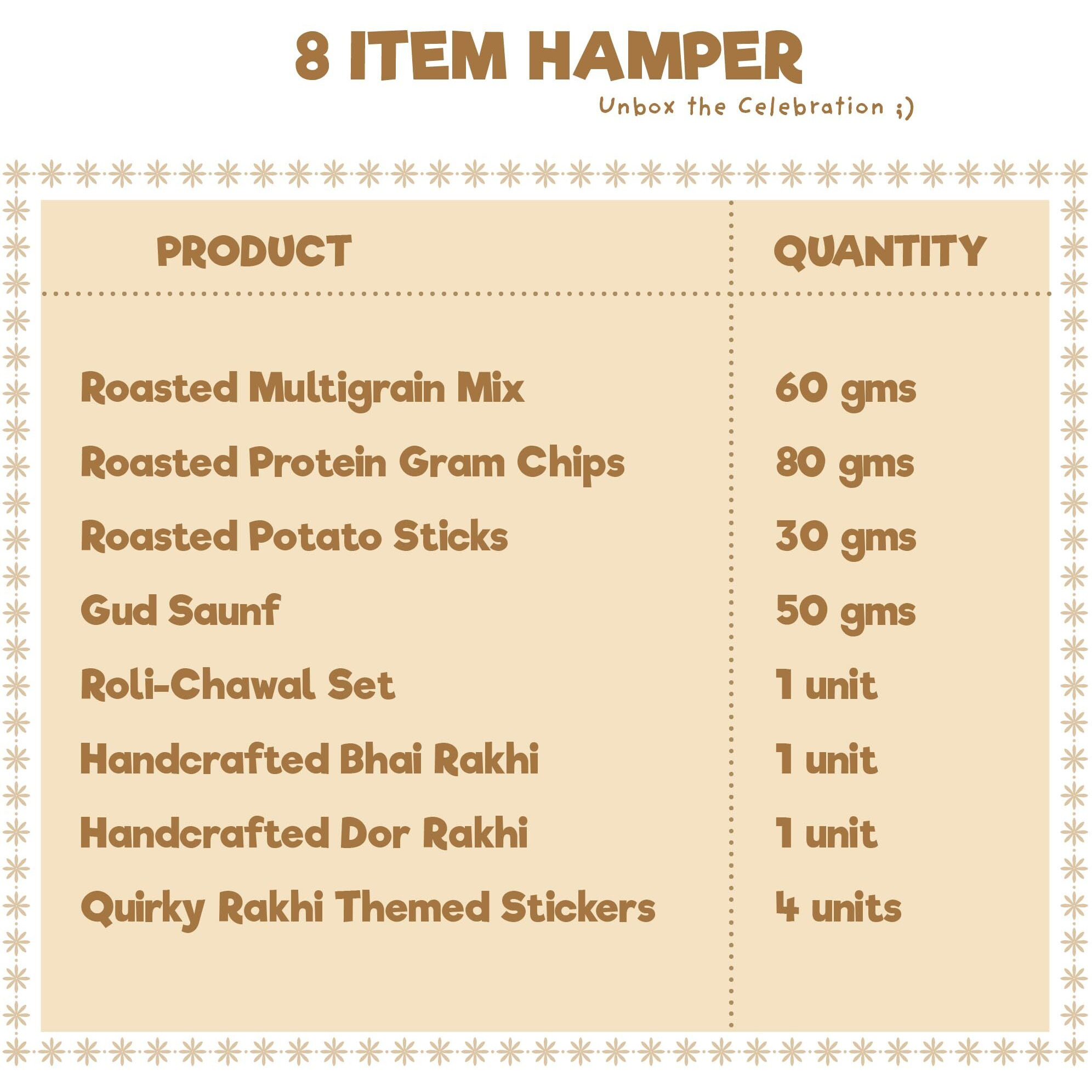 Healthy Treat Eternal Rakhi Gift Hamper | Roasted Snacks, A Pair Of Rakhi', Roli Chawal, Stickers | Rakhi's Gift For Brother And Sister | The Ultimate Assorted Raksha Bandhan Gift Hampers