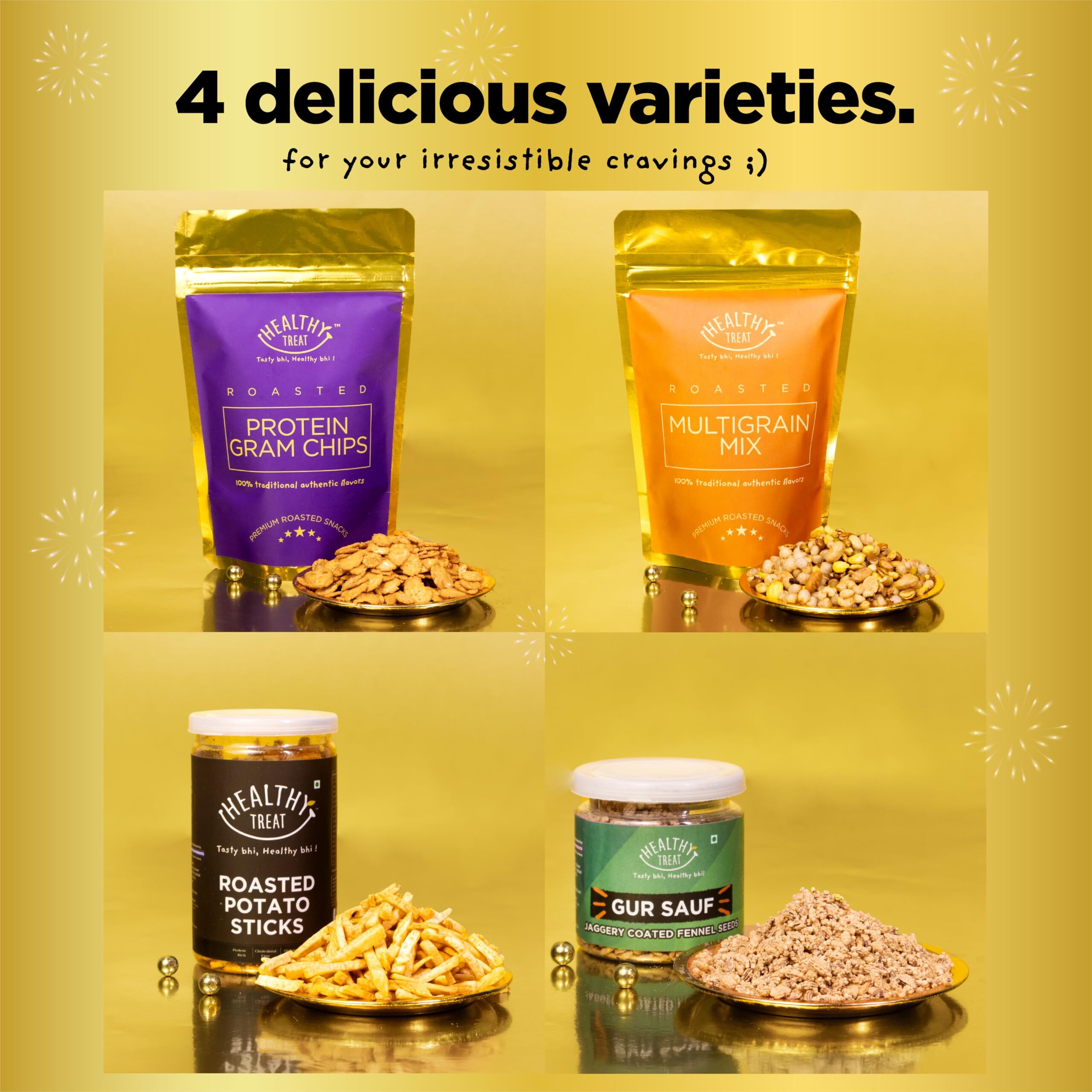 Healthy Treat Eternal Rakhi Gift Hamper | Roasted Snacks, A Pair Of Rakhi', Roli Chawal, Stickers | Rakhi's Gift For Brother And Sister | The Ultimate Assorted Raksha Bandhan Gift Hampers