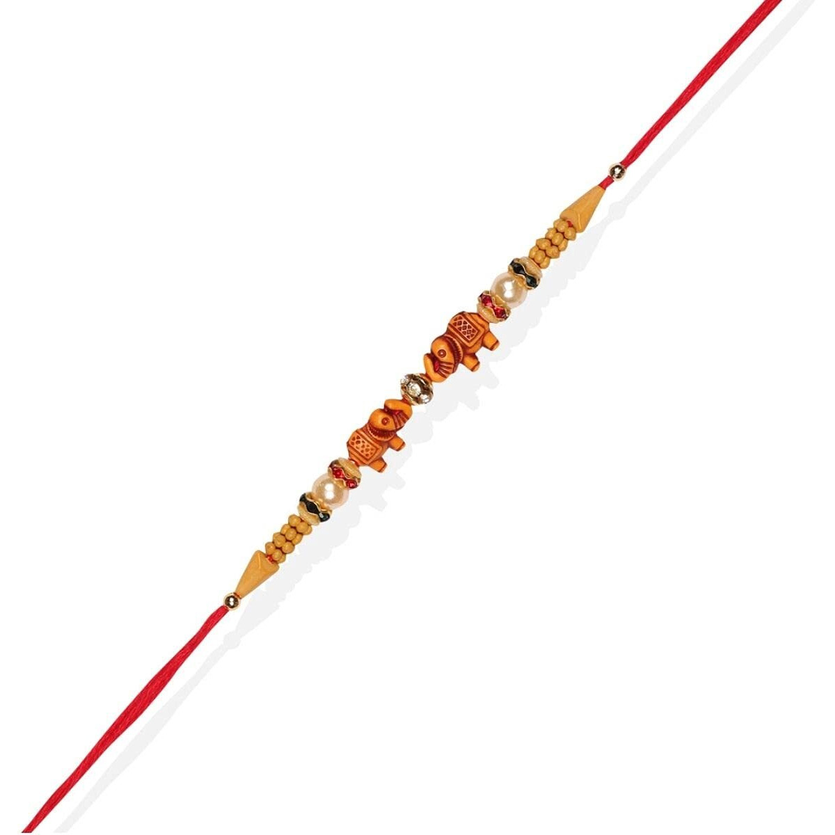 Accessher Elephant Design Rakhi Set For Brother Pack Of 6 Kids Rakhi With Peacock Pooja Thali, Roli Kumkum And Happy Raksha Bandhan Card