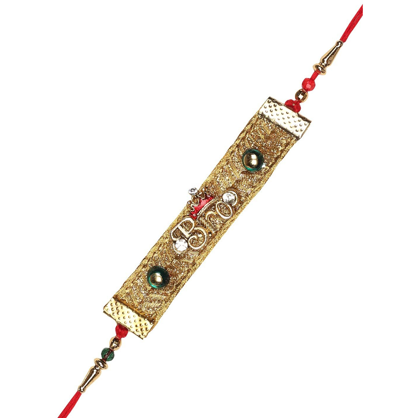 Accessher Designer Elegant Fabric Quirky Bro Rakhi For Beloved Brother Pack Of 6 With Roli Kumkum Packets And Happy Rakshabandhan Card