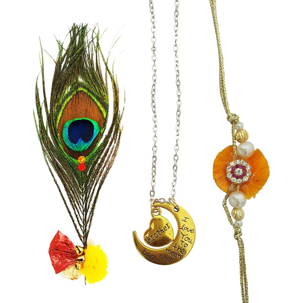 Mehrunnisa Handmade Rakhi Peacock Feather Roli Chawal With Brother Gift (Rak960)