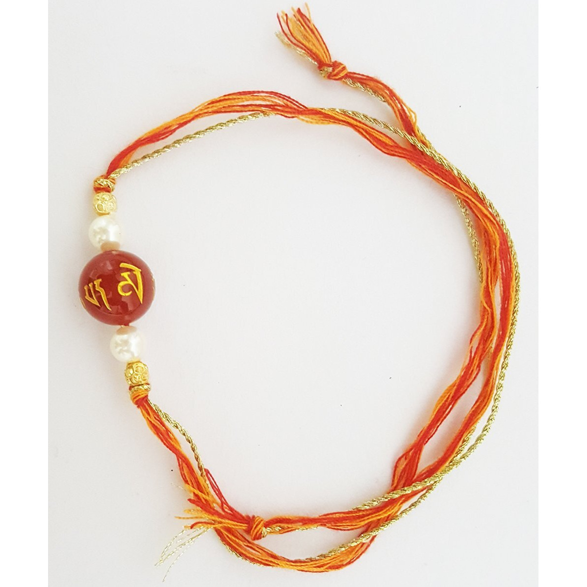 Mehrunnisa Set Of 2 Handmade Tibetan Mantra & Crystal Rakhis With Roli & Chawal (Rak1051)