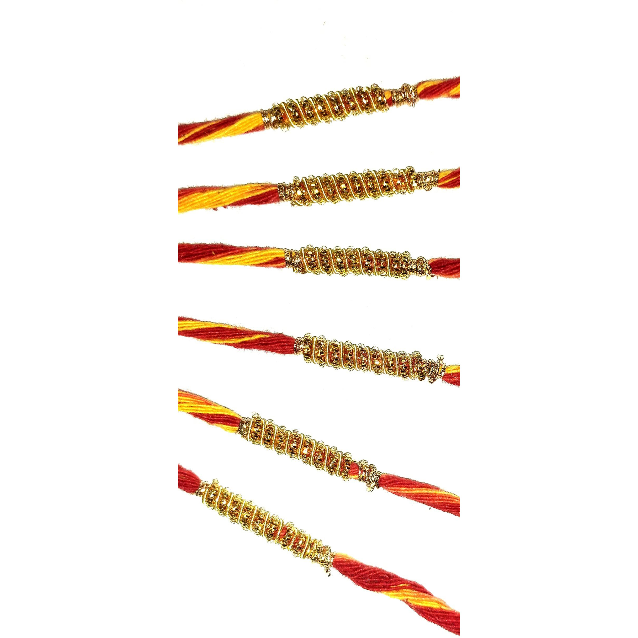 Vsasa Traditional Combo Of Zardozi Rakhi With Mouli With Positive Vibes On Raksha Bandhan For Your Loving Brother/S...