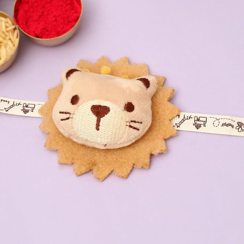 The Purple Tree Cute Lion Rakhi For Kids With Roli Chawal And Card (Set Of 1) Rakhi For Boys, Cute Kids Rakhi For Brother, Kids Rakhi, Baby Rakhi, Ecofriendly Rakhi, Rakhi For Girls And Boys