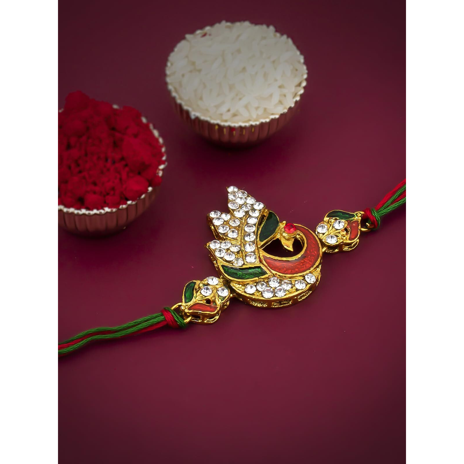 Sukkhi Rakhi For Brother Elegant Kundan Designer Gold Plated With Roli Chawal & Greeting Card|Rak73475