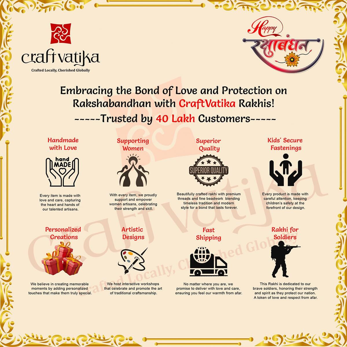 Craftvatika Rakhi Set Of 7 For Brother, Rakhi For Brother Boy Men, Rakshabandhan For Bhaiya, Om Ganesha Krishna Designer Rakhis With Best Wishes Card Tillak Set, Raksha Sutra Set