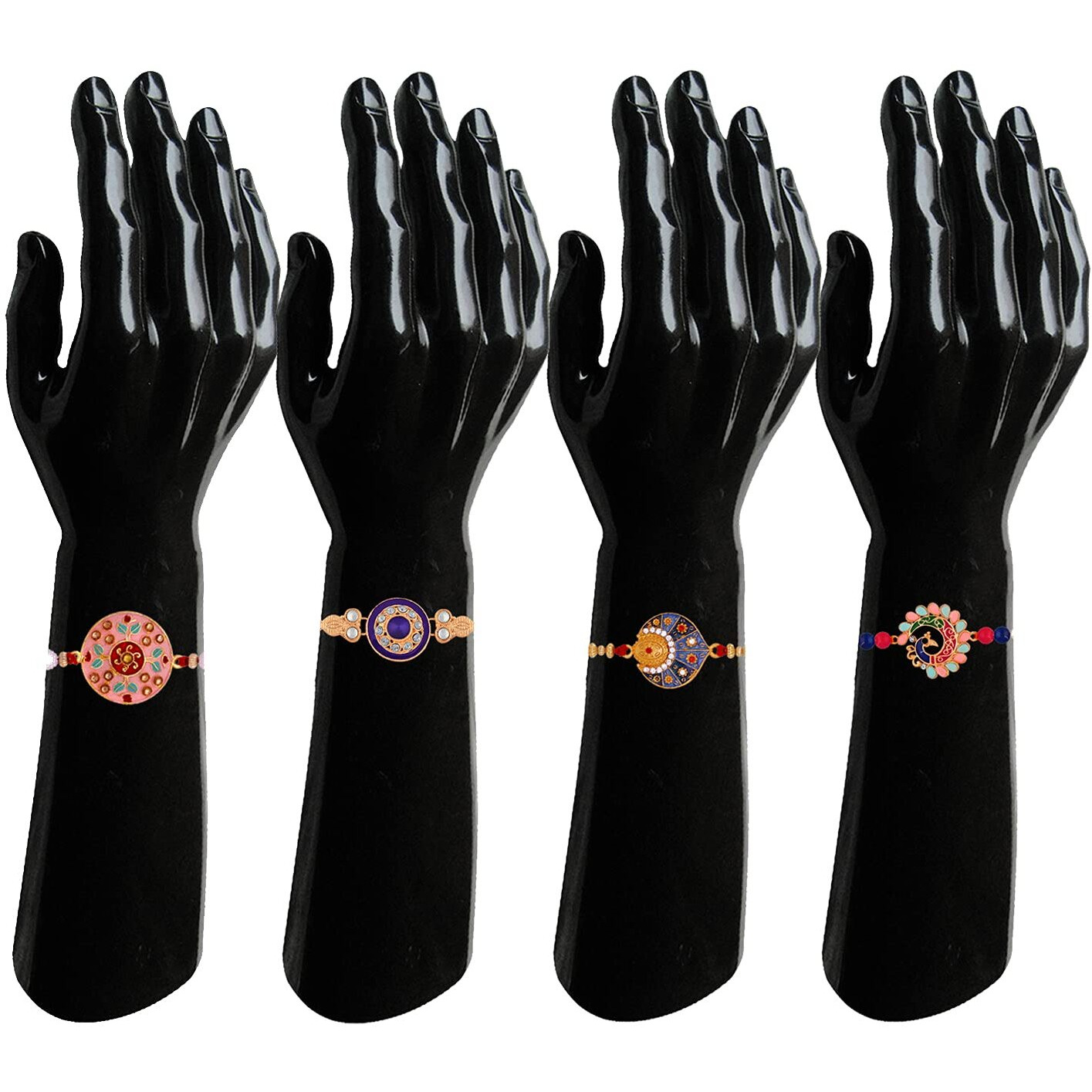 Mahi Combo Of Meenakari Work Rakhi's With Multicolor Crystal And Artificial Pearl For Brother (Rco1105219M) For Men