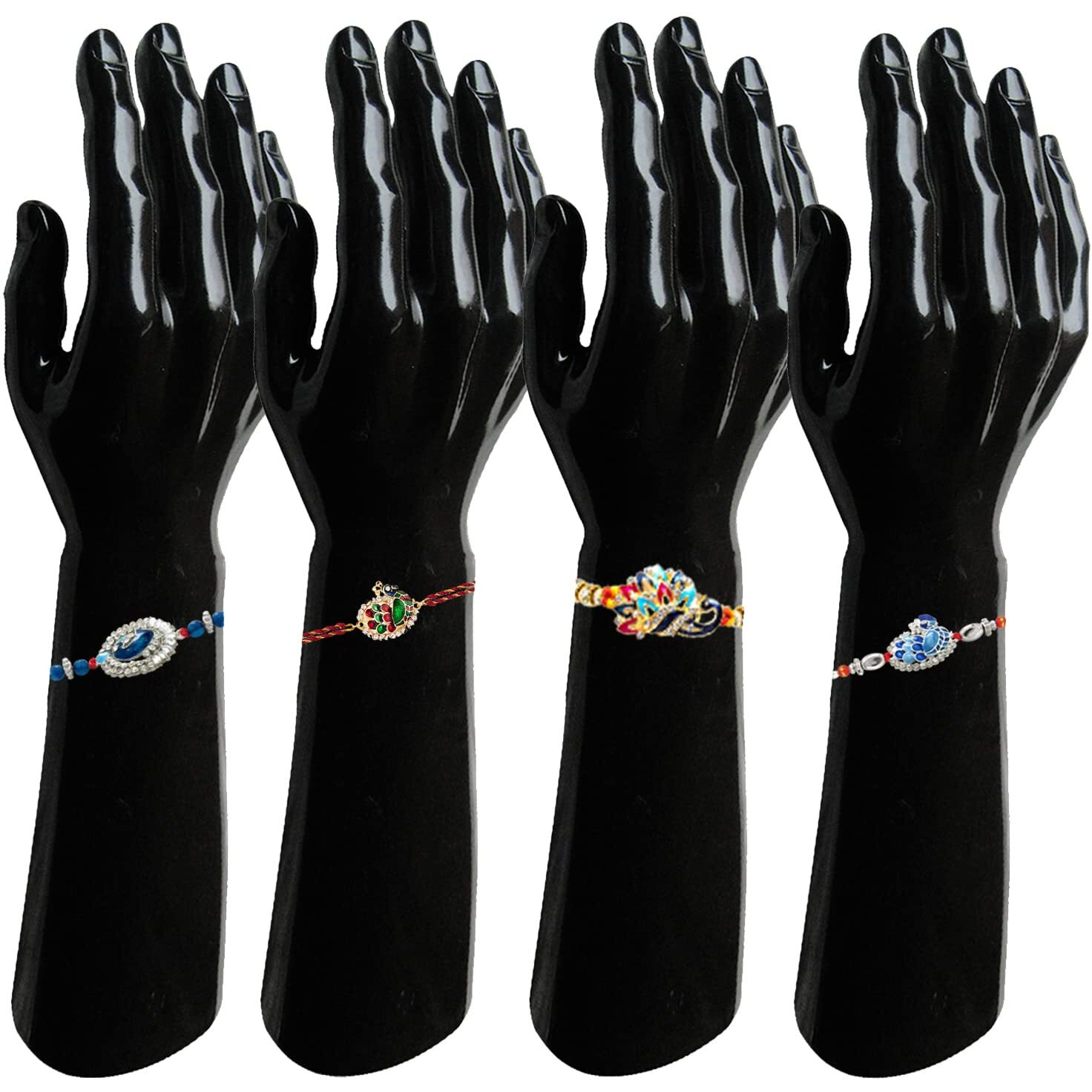 Mahi Mens Combo Of Peacok And Floral Shaped Colorful Meena Work And Crystals Rakhi's For Bhaiya (Rcso1105439M)