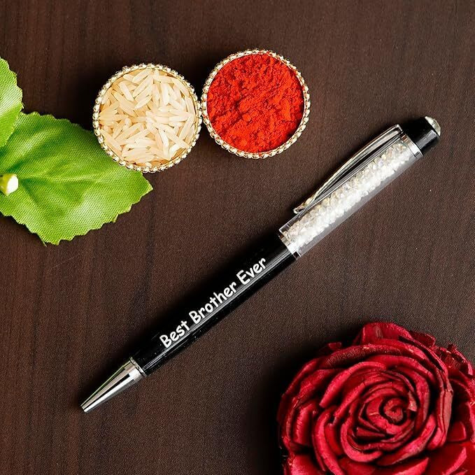 Tonkwalas Rakhi For Brother With 2 Designer Rakhi, 1 Best Bro Ever Pen, 1 Keychain, Greeting Card And Roli Chawal Pack | Rakhi Gift For Brother (Tw-Pk-4)