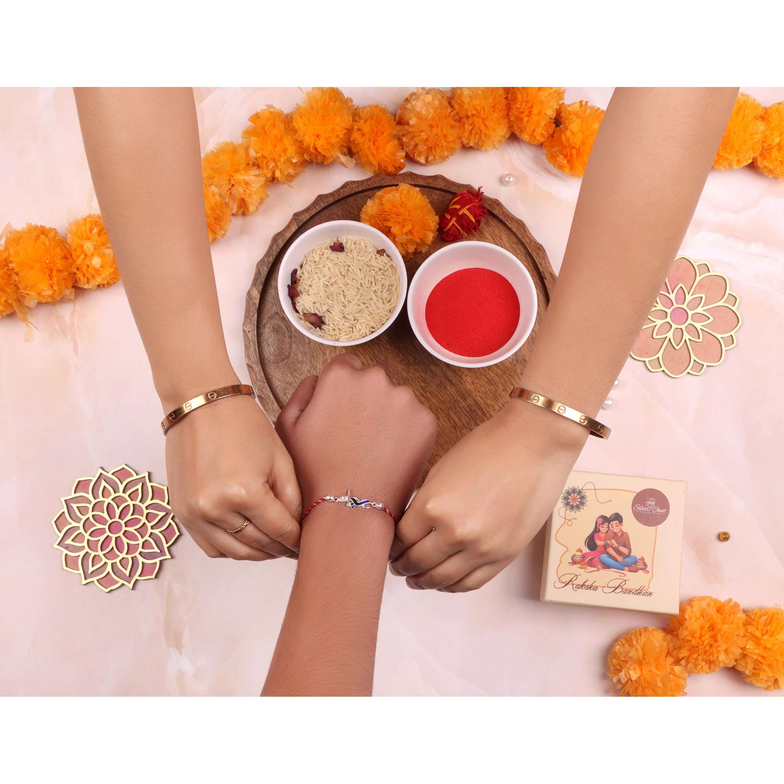 Silver Chest 92.5 Sterling Silver Flute Rakhi Bracelet For Brother | Krishna Bansuri Charm Rakhi For Men And Boys | Raksha Bandhan Gift With Certificate Of Authenticity