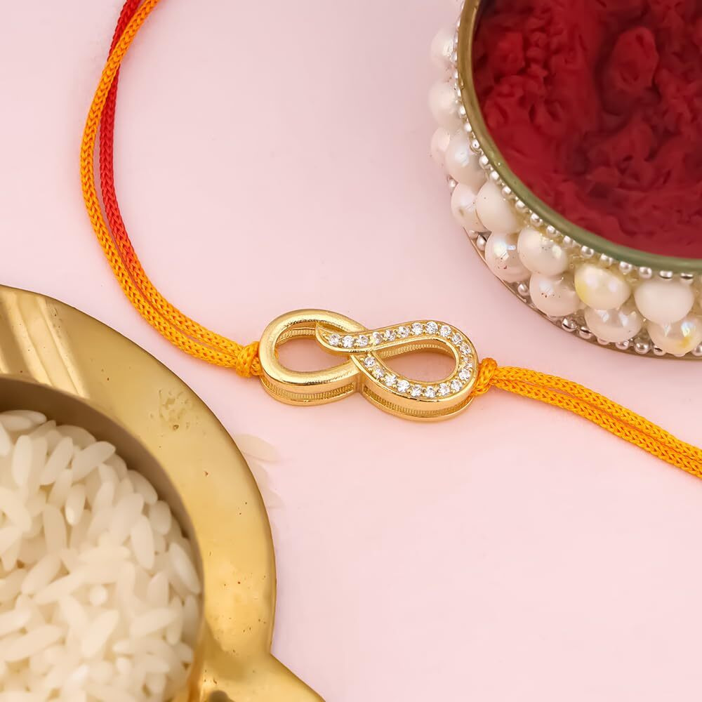 Giva 925 Silver Infinity Gold Rakhi | Gifts For Men And Boys | Quirky Rakshabandhan Rakhi For Brother | Silver Rakhi For Boys & Men With Certificate Of Authenticity And 925 Stamp