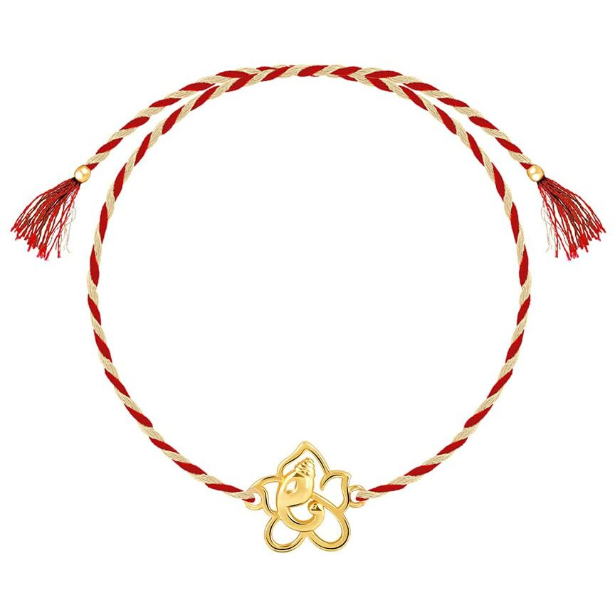 Giva 925 Silver Golden Divine Ganesha Rakhi|Raksha Bandhan Rakhi For Brother | Gift For Men & Boys| With Certificate Of Authenticity And 925 Stamp