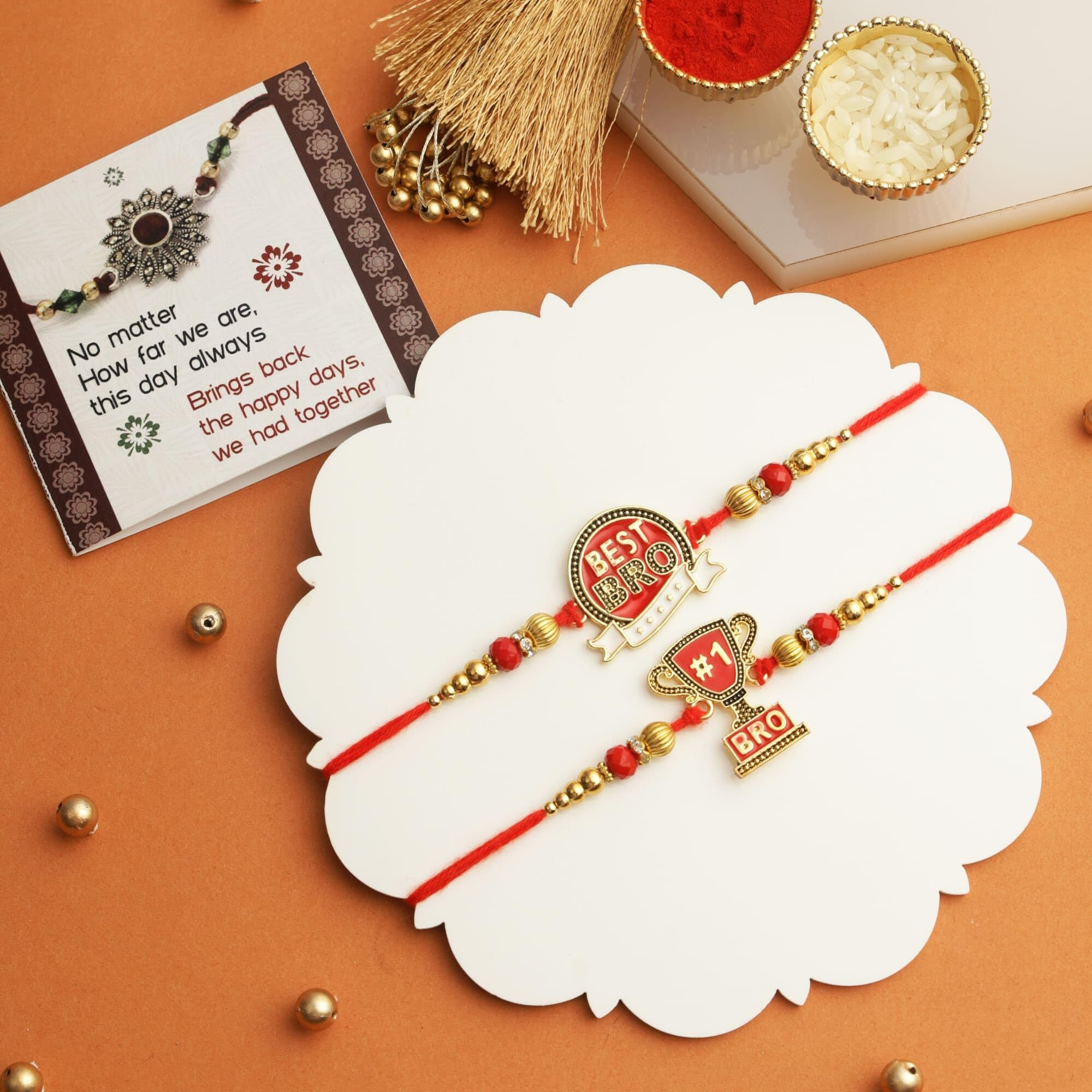 Tied Ribbons Rakhi For Kids - Set Of 2 Premium Bro Rakhi For Brother Kid Boys Baby With Greeting Card And Roli Chawal - Rakhis For Rakshabandhan