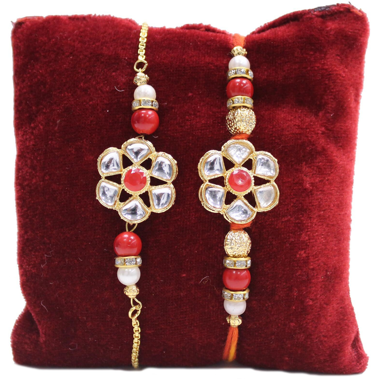 Tied Ribbons Rakhi For Brother And Bhabhi - Designer Peacock Couple Rakhi's Set Of 2 With Greeting Card And Roli Chawal - Hanging Lumba Rakhi For Bhaiya Bhabhi Set - For Rakshabandhan