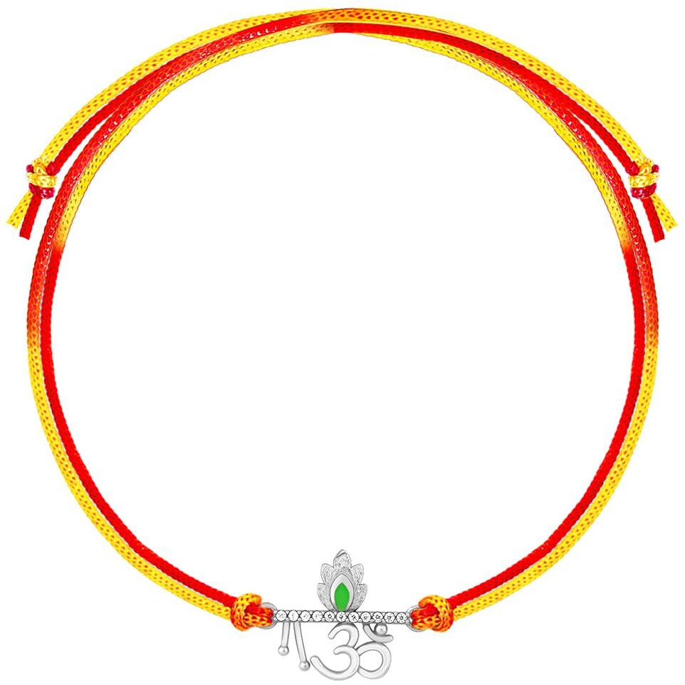 Giva 925 Silver Sacred Om Rakhi|Raksha Bandhan Rakhi For Brother | Gift For Men & Boys| With Certificate Of Authenticity And 925 Stamp