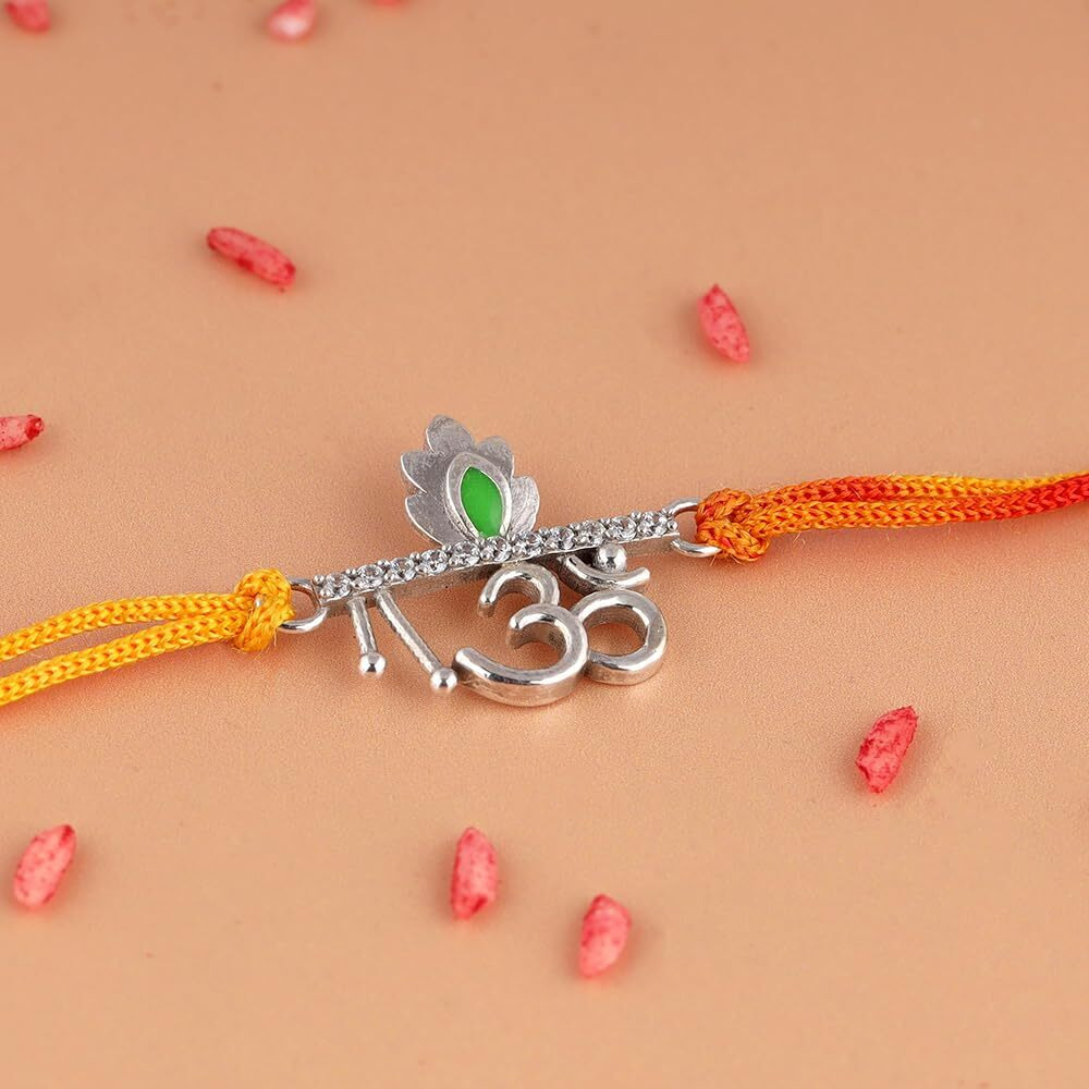 Giva 925 Silver Sacred Om Rakhi|Raksha Bandhan Rakhi For Brother | Gift For Men & Boys| With Certificate Of Authenticity And 925 Stamp
