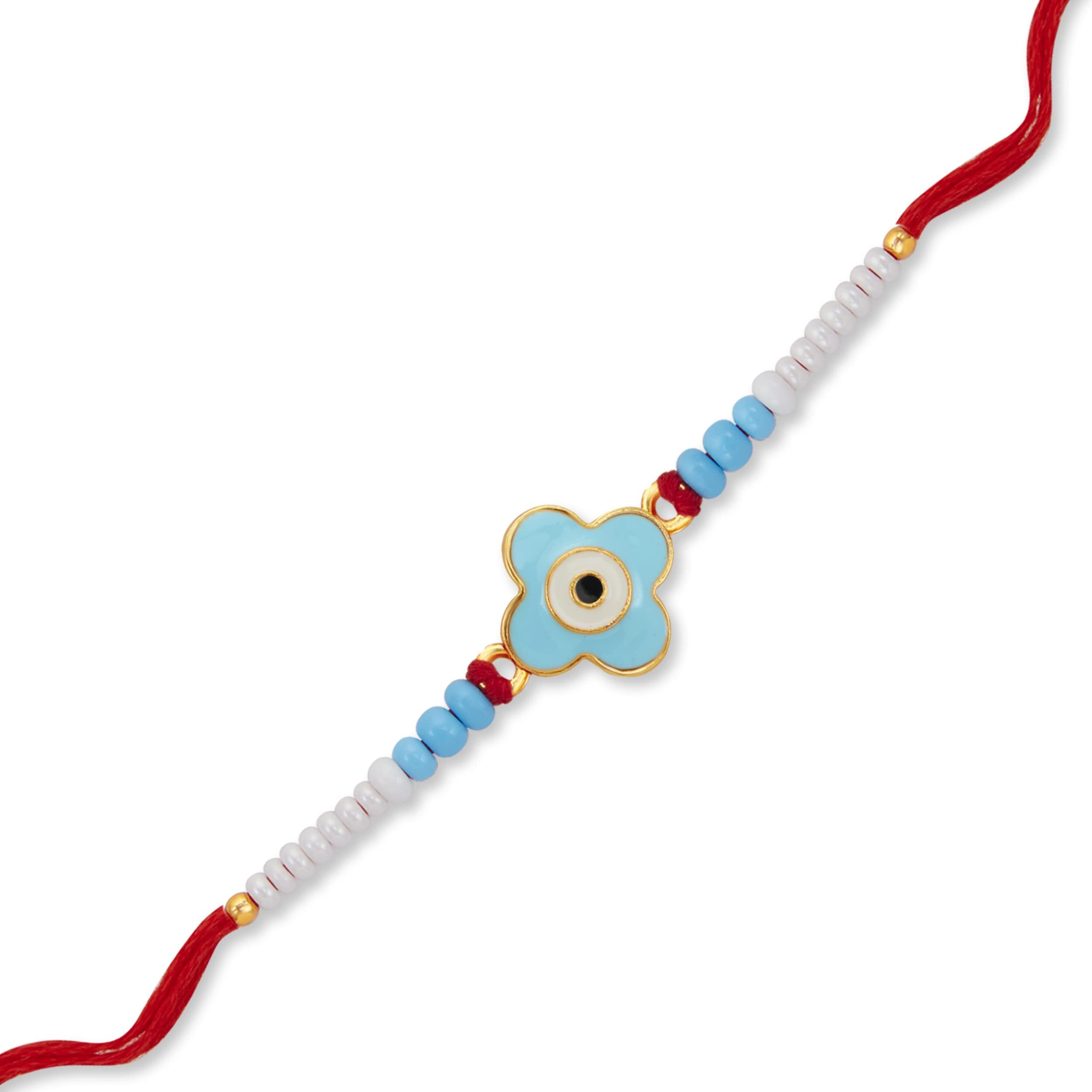 Sukkhi Rakhi Fusion Evil Eye Meenakari Premium Rakhi For Brother With Roli Chawal & Greeting Card | Rakhi For Bhaiya | Rakhi For Men | Evil Eye Meenakari Rakhi | Evil Eye Rakhi | (Rak104460)