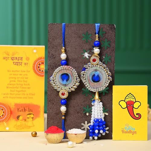 Craftvatika Magnet With Rakhi Gift For Brother Bhabhi, Rakhi Gift Combo For Bhaiya Bhabhi Couple Rakhi For Bhai Bhabhi Rakhi With Magnet, Fridge Magnet For Fridge Door Decor