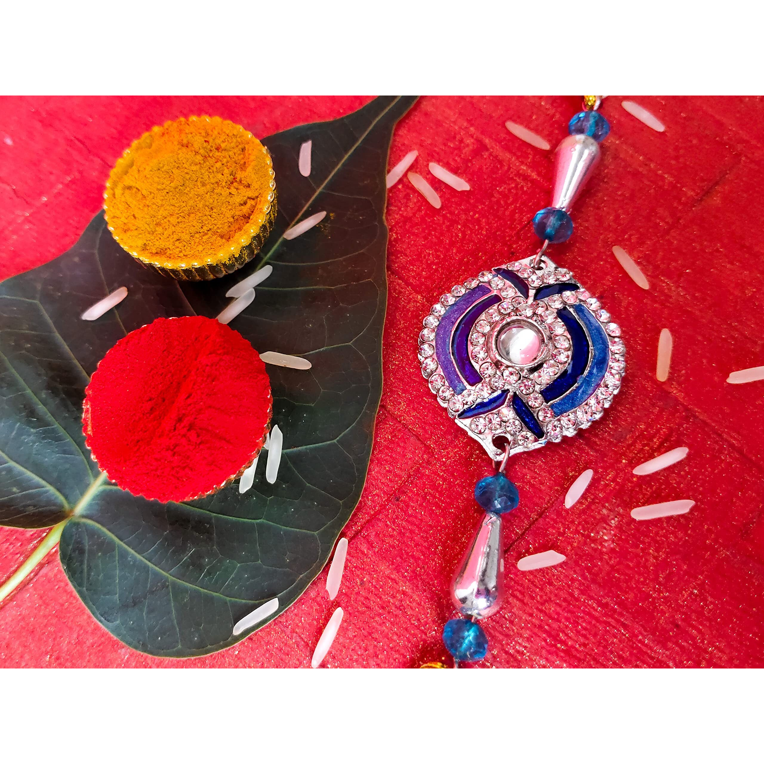 Mahi Combo Of Four Designer Rakhis With Meenakari Work Crystals And Artificial Beads For Bhai (Rco1105241M)