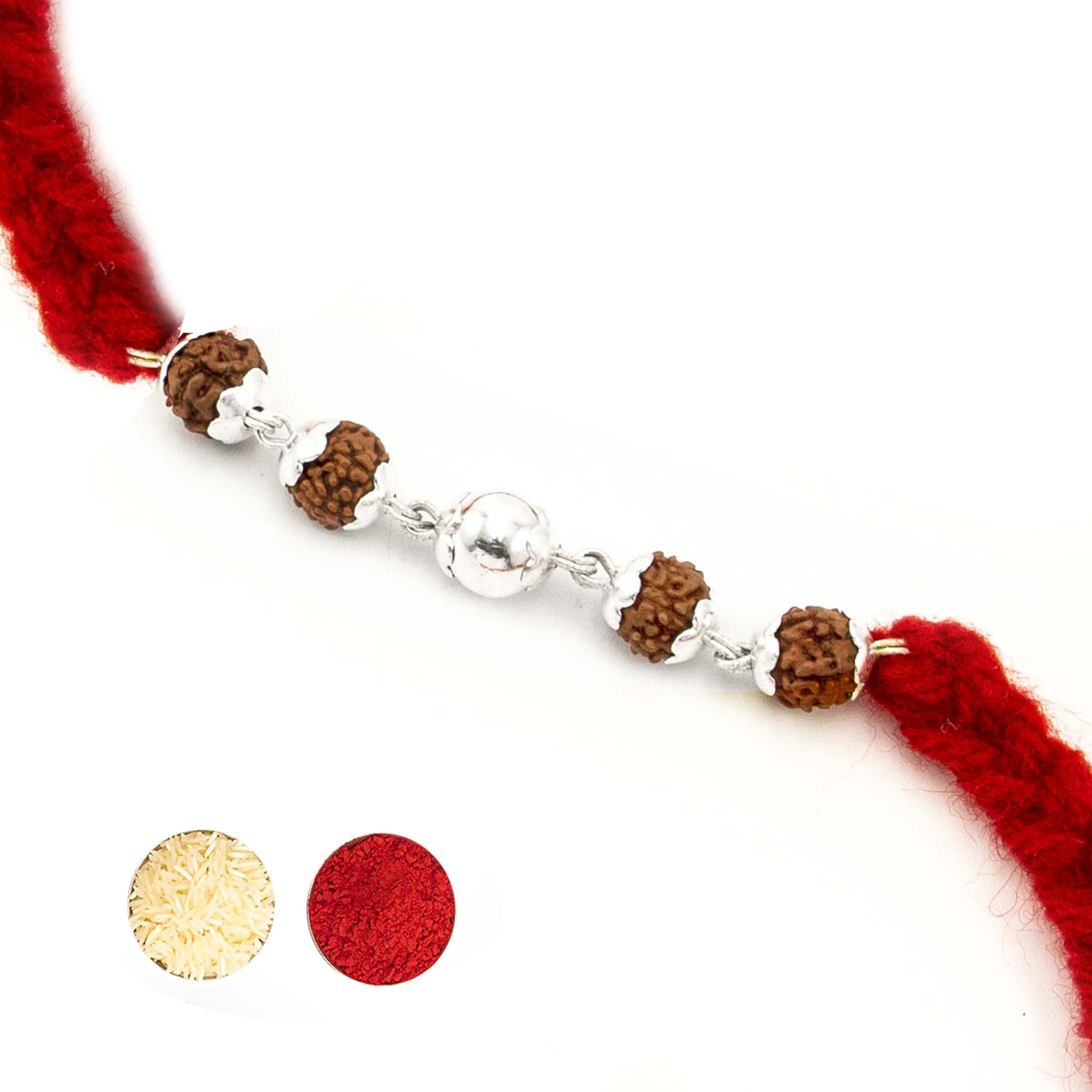 Njels Rakhi 925 Bis Hallmarked Handmade Original Silver Stylish Rudraksha Rakhi For Men