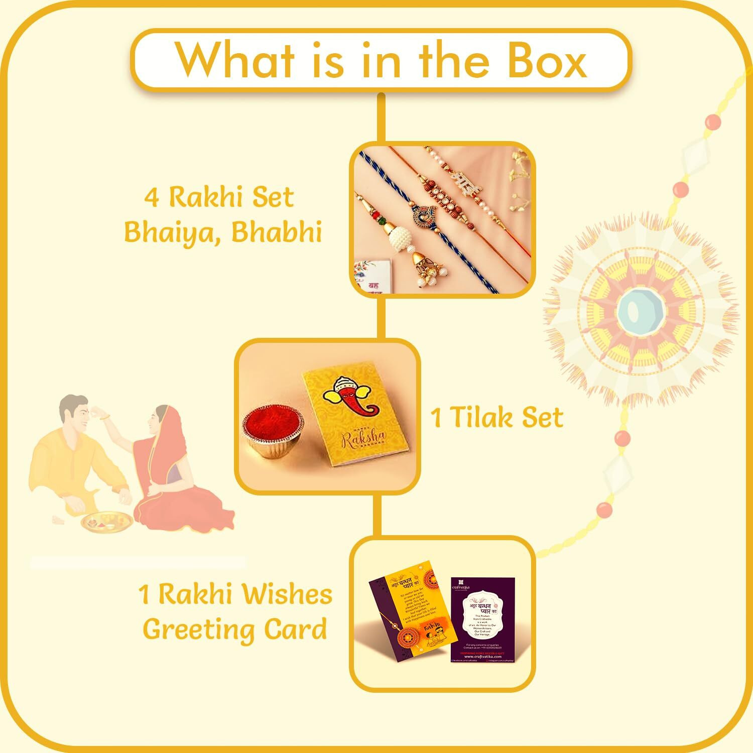 Rakhis For Bhai Bhabhi Brother With Gift Combo - Peacock Design Rakhi For Brother Kids - Rakhi For Brother And Bhabhi/Flower Stone Beaded For Bhabhi/Lumba/Rakshabandhan Gifts