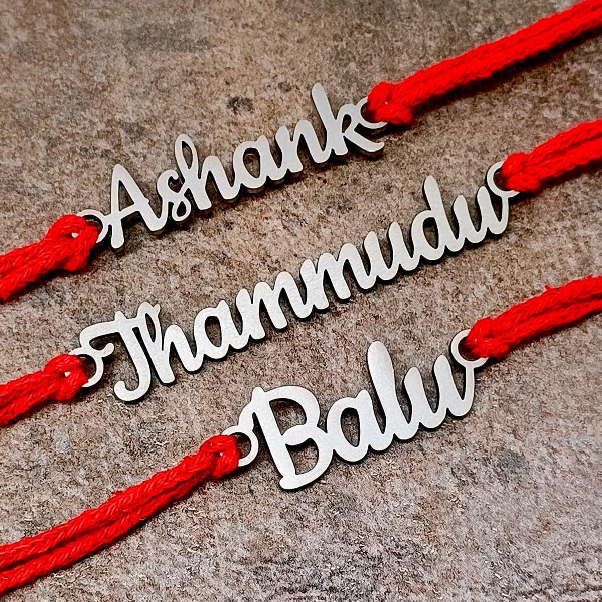 Bamali Unisex-Adult Customized Rakhi Combo Gift For Brother And Bhabhi Lumba Rakhi For Bhaiya Bhabhi Raksha Bandhan With Roli And Chawal (Laser Cut)