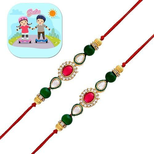 Craftvatika Rakhi Magnet Gift Combo Set For Brother Premium Floral Rakhi Kundan Bracelet Rakhi For Bhaiya Sister Raksha Bandhan Couple Pearl Rakhi Set Of 2 Rakhi With Magnet Gift For Decor