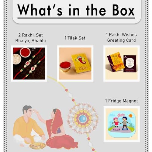 Craftvatika Rakhi Magnet Gift Combo Set For Brother Premium Floral Rakhi Kundan Bracelet Rakhi For Bhaiya Sister Raksha Bandhan Couple Pearl Rakhi Set Of 2 Rakhi With Magnet Gift For Decor