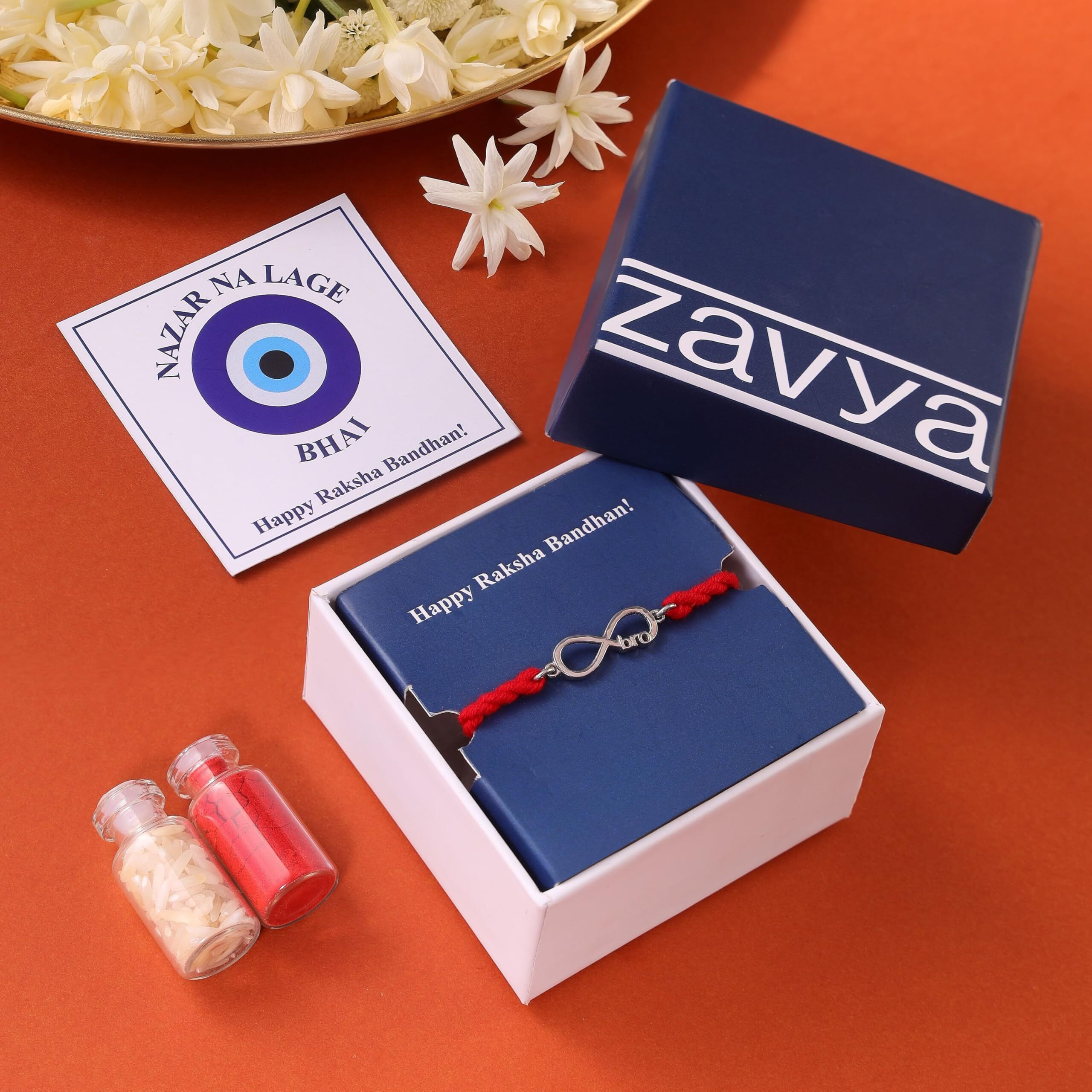 Zavya 925 Sterling Silver Bro Minimal Rhodium Plating Silver Rakhi | Rakhi For Brother- Rakshabandhan | Gift For Men & Boys | 1 Year Plating Warranty | Gift For Brother