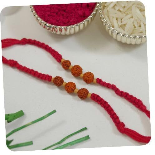 I Jewels Rudraksha Rakhi With Roli Chawal & Rakshabandhan Card For Men/Bro/Brother