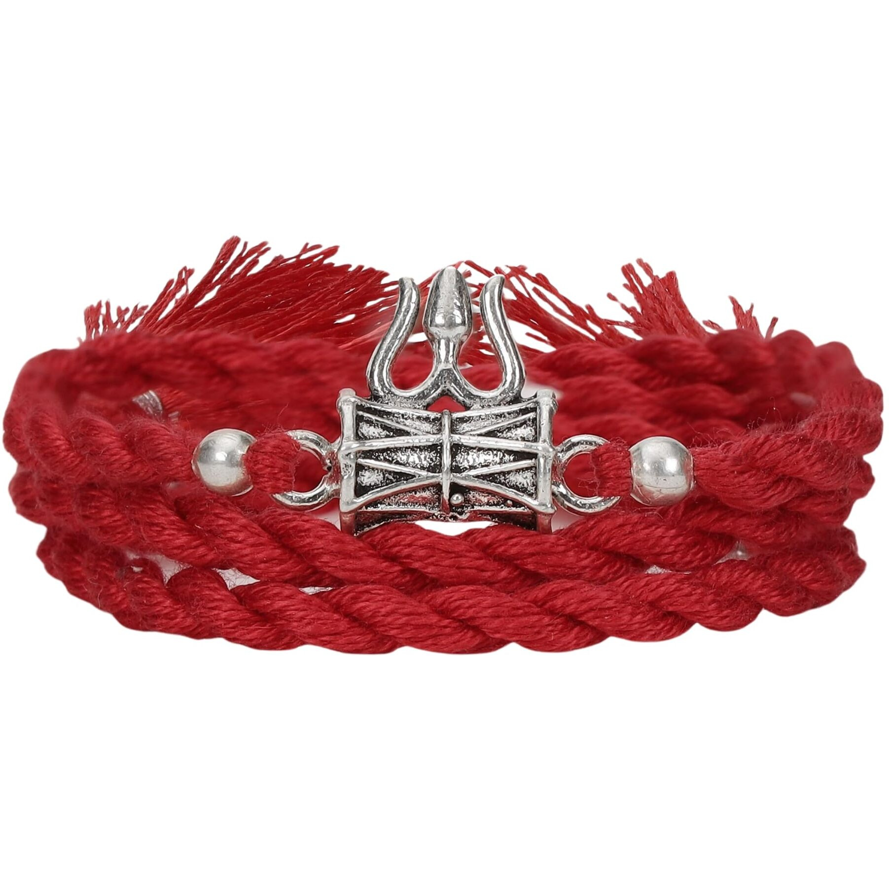 Zavya 925 Sterling Silver Lord Shiva Trishul Coloured Stones Rhodium Plating Silver Rakhi | Rakhi For Brother- Rakshabandhan | Gift For Men & Boys |1 Year Plating Warranty | Gift For Brother