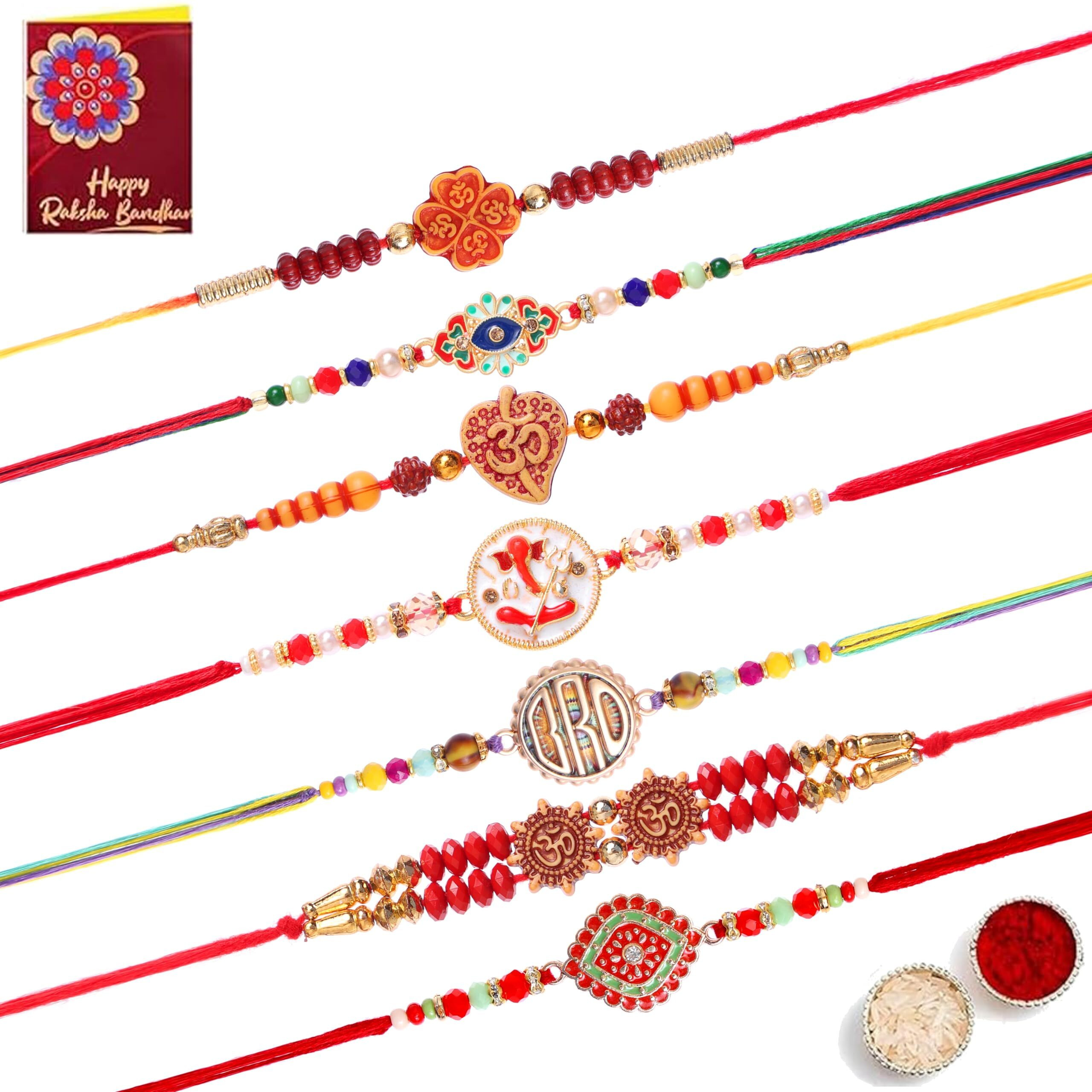 Fashion Frill Mens Rakshabandhan Rakhi For Brother Set Combo Of 7 (Rk632)