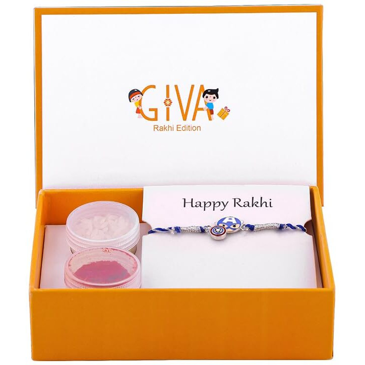 Giva 925 Silver Captain America Rakhi For Kids| Raksha Bandhan Rakhi For Kids | Gift For Kids | With Certificate Of Authenticity And 925 Stamp