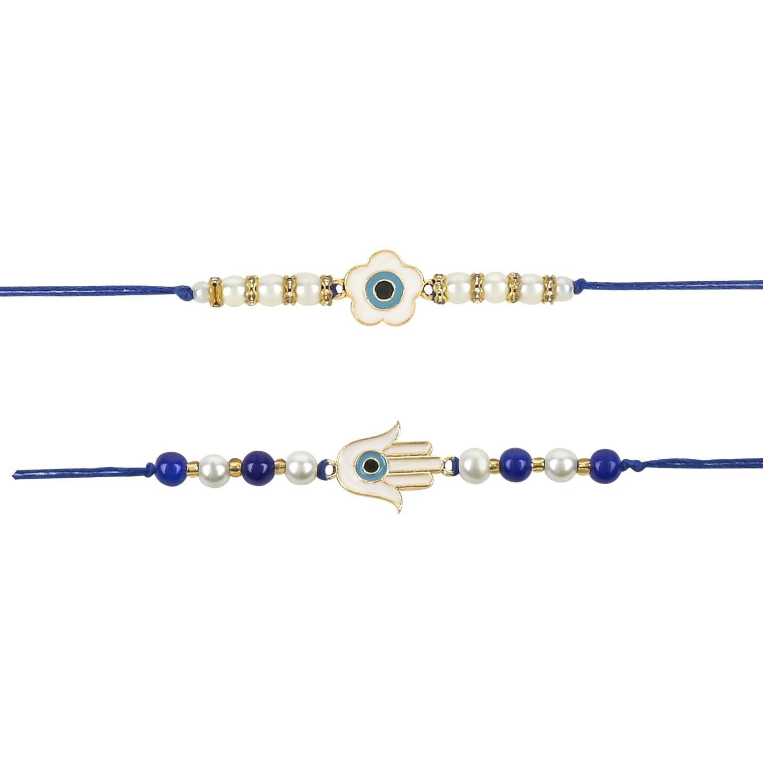 I Jewels Rakshabandhan Enamel Evil Eye Rakhi Combo Set With Roli Chawal For Bhaiya/Brother/Bro/Men/Boys/Kids (R125-126)