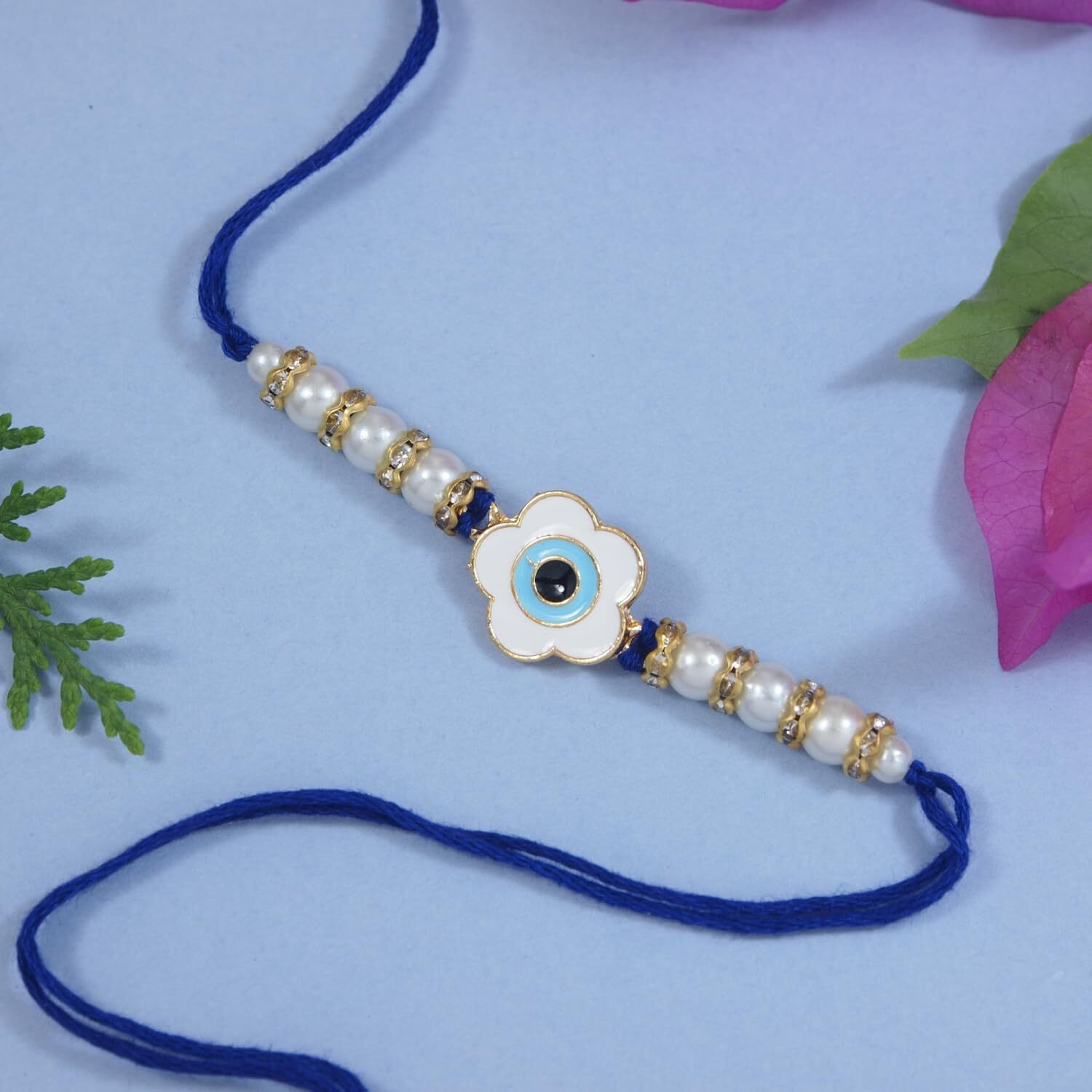 I Jewels Rakshabandhan Enamel Evil Eye Rakhi Combo Set With Roli Chawal For Bhaiya/Brother/Bro/Men/Boys/Kids (R125-126-127)