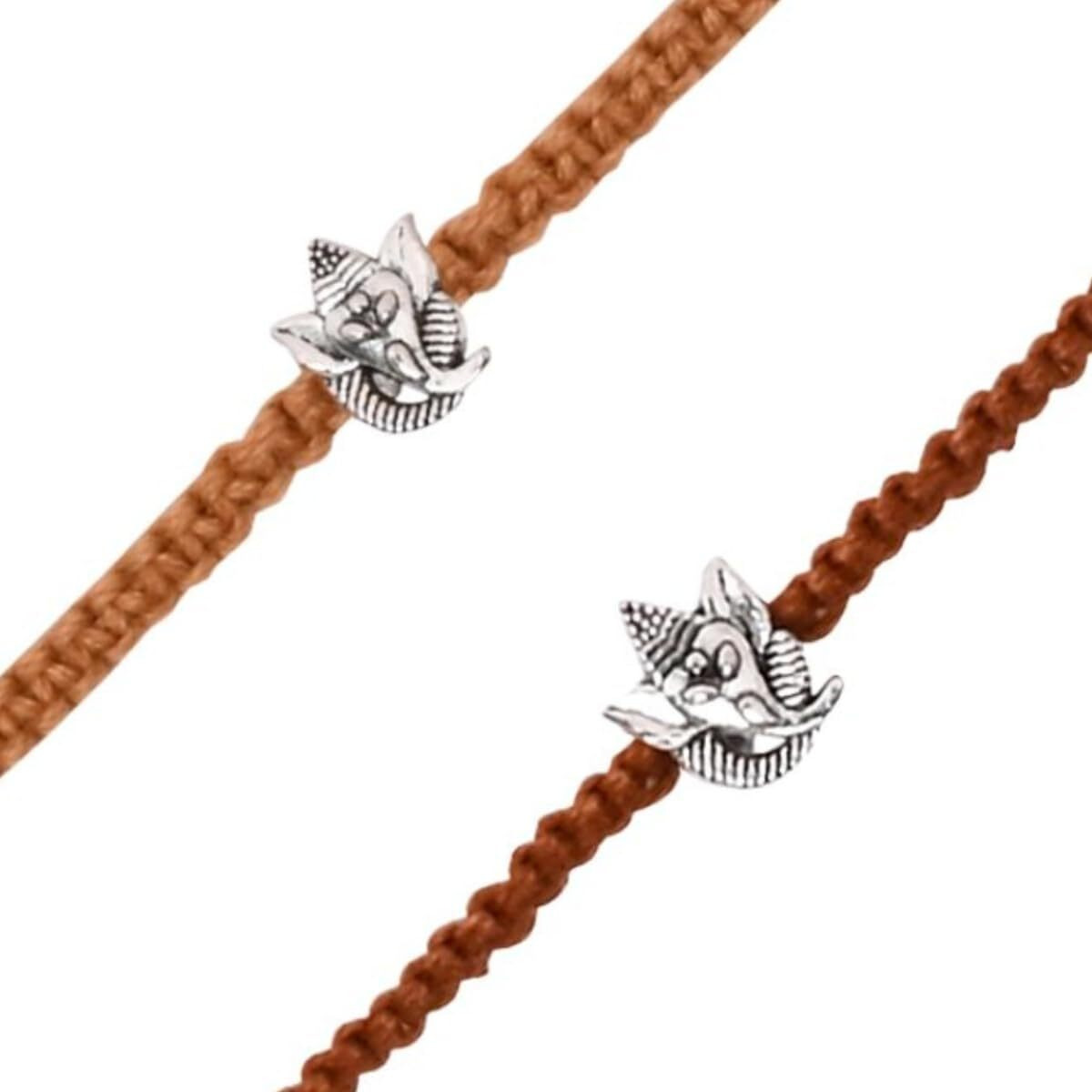 I Jewels Lord Ganesha Rakhi With Roli Chawal & Rakshabandhan Card For Men/Bro/Brother (Brown-Light Brown)