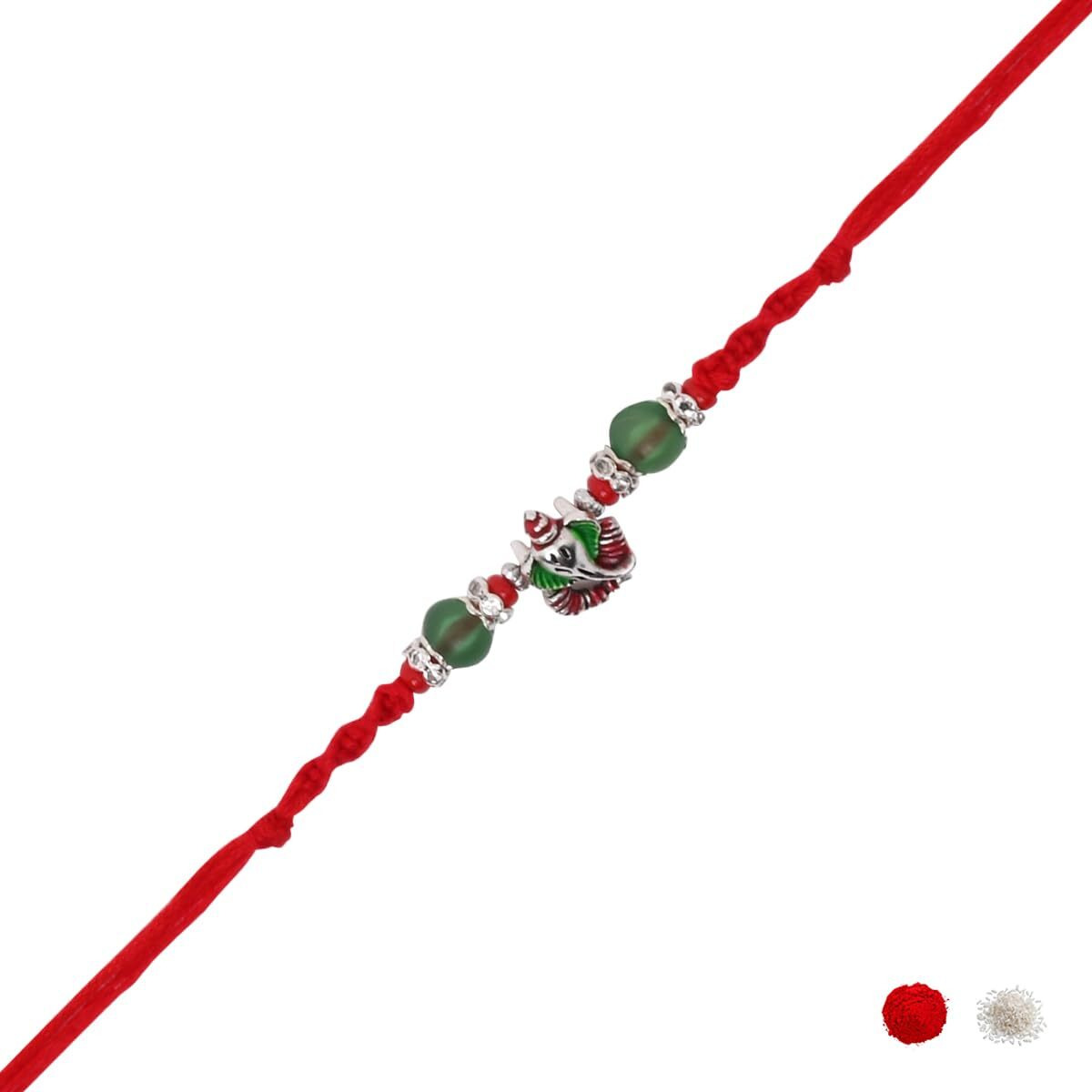 I Jewels Lord Ganesha Rakhi With Roli Chawal & Rakshabandhan Card For Men/Bro/Brother