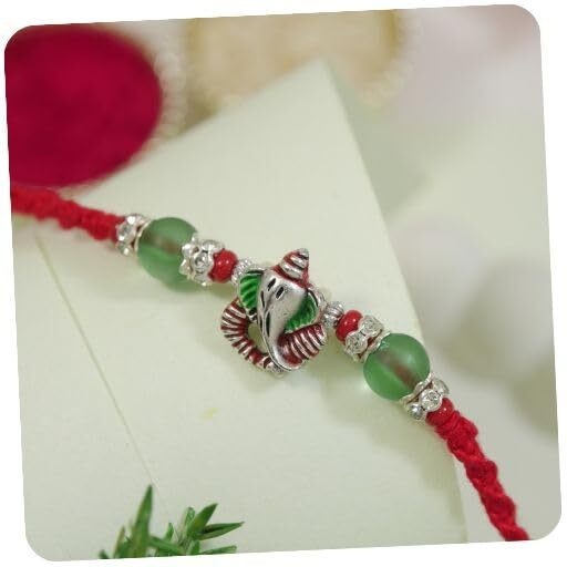 I Jewels Lord Ganesha Rakhi With Roli Chawal & Rakshabandhan Card For Men/Bro/Brother