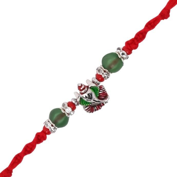 I Jewels Lord Ganesha Rakhi With Roli Chawal & Rakshabandhan Card For Men/Bro/Brother
