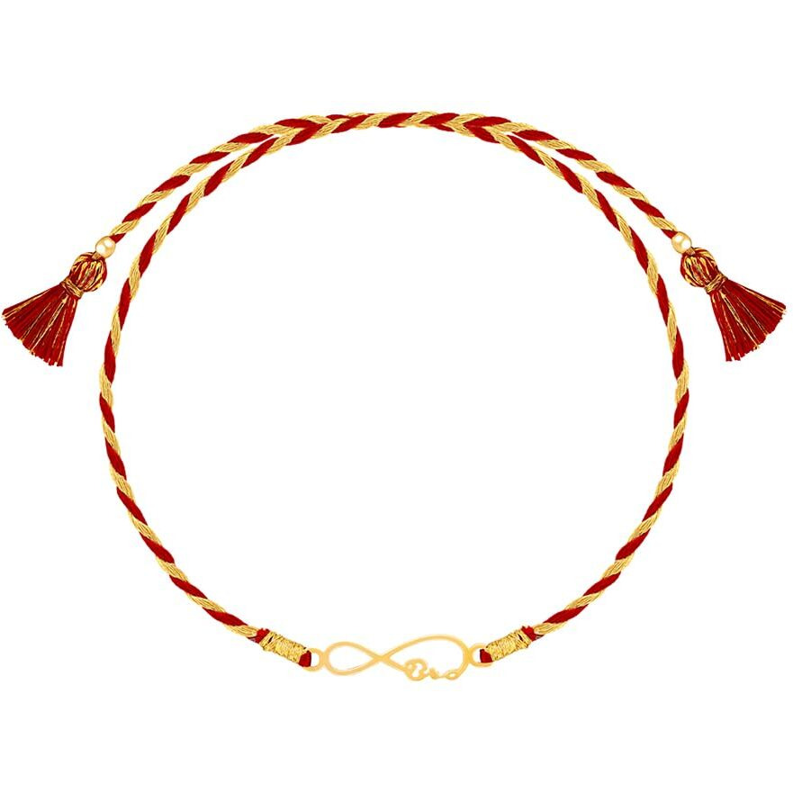 Giva 925 Silver Gold Infinity Bro Rakhi|Raksha Bandhan Rakhi For Brother | Gift For Men & Boys| With Certificate Of Authenticity And 925 Stamp