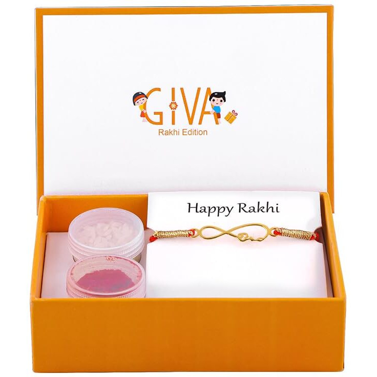 Giva 925 Silver Gold Infinity Bro Rakhi|Raksha Bandhan Rakhi For Brother | Gift For Men & Boys| With Certificate Of Authenticity And 925 Stamp