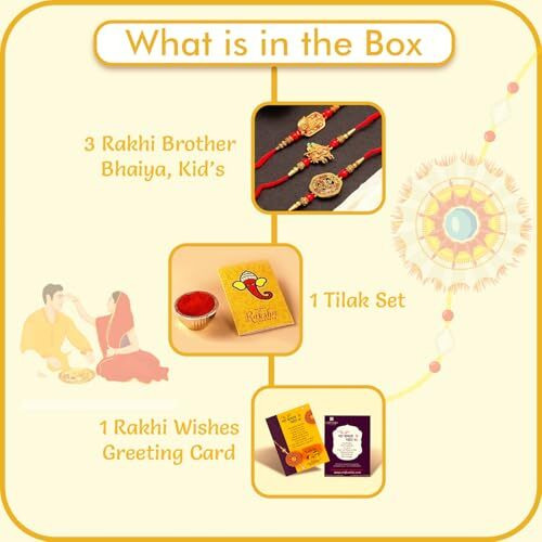 Craftvatika Rakhi Set Of 3 For Brother Bhai Ganesha Rakhi For Bhaiya Radhe Krishna Rakhi Combo Set For Bhaiya Kids Boy Rakshabandhan Rakhi