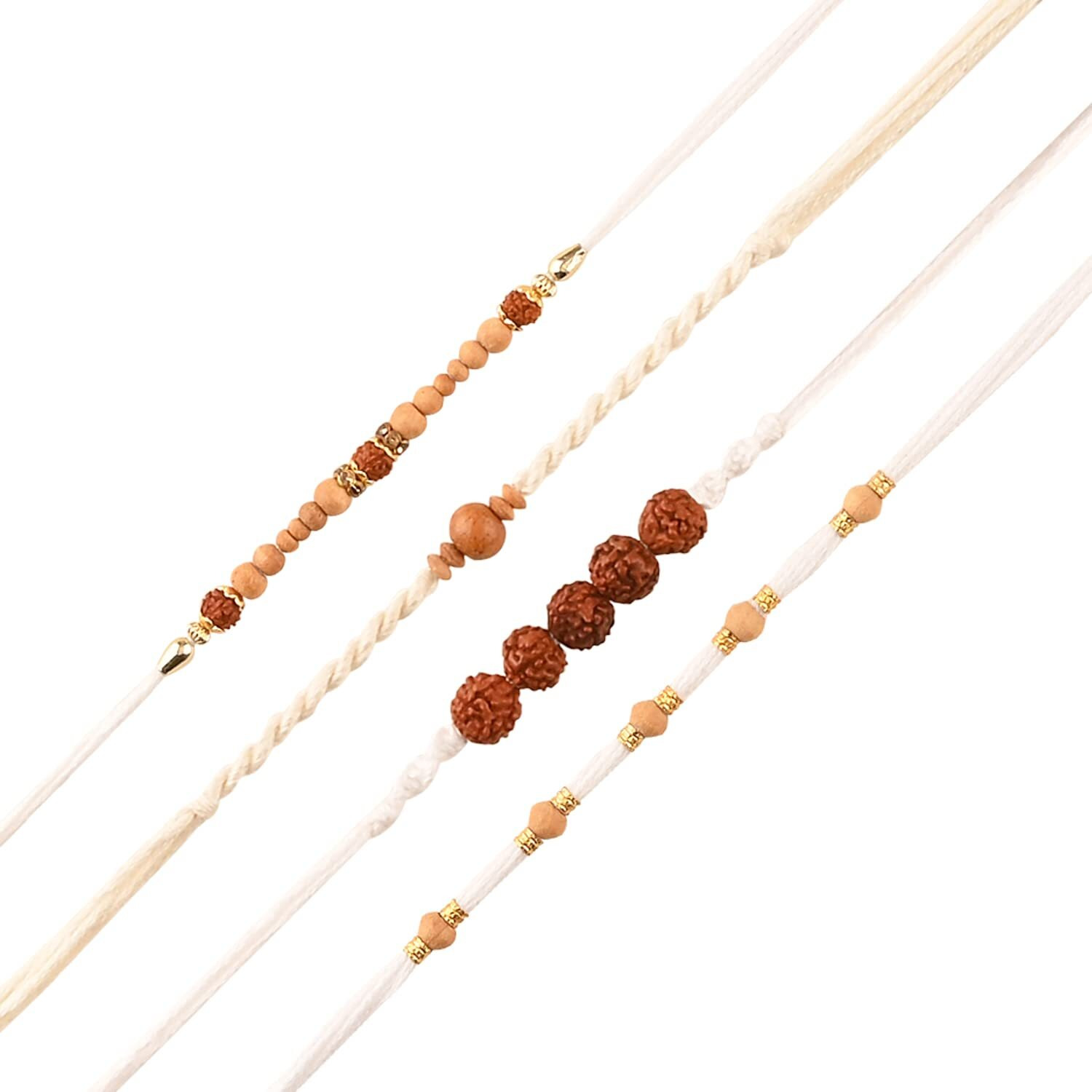 Arendelle Raksha Bandhan Combo Of 4 Rudraksh Rakhi With White Thread For Brother